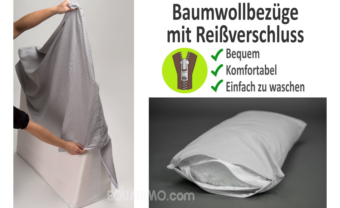 Baumwollbezüge für den EZsleep Bettkeil und das FlexiSoft Kissen