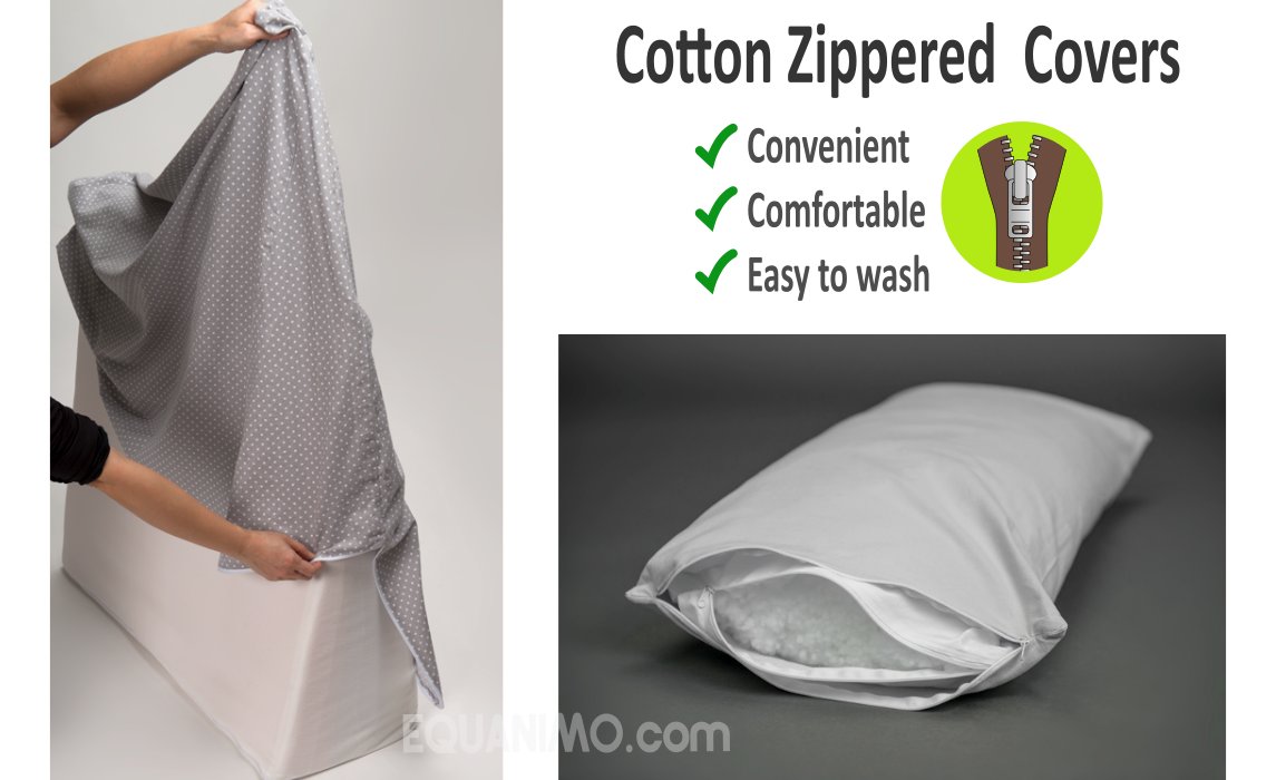 Cotton wedge cover and pillowcase for EZsleep Wedge and FlexiSoft Pillow
