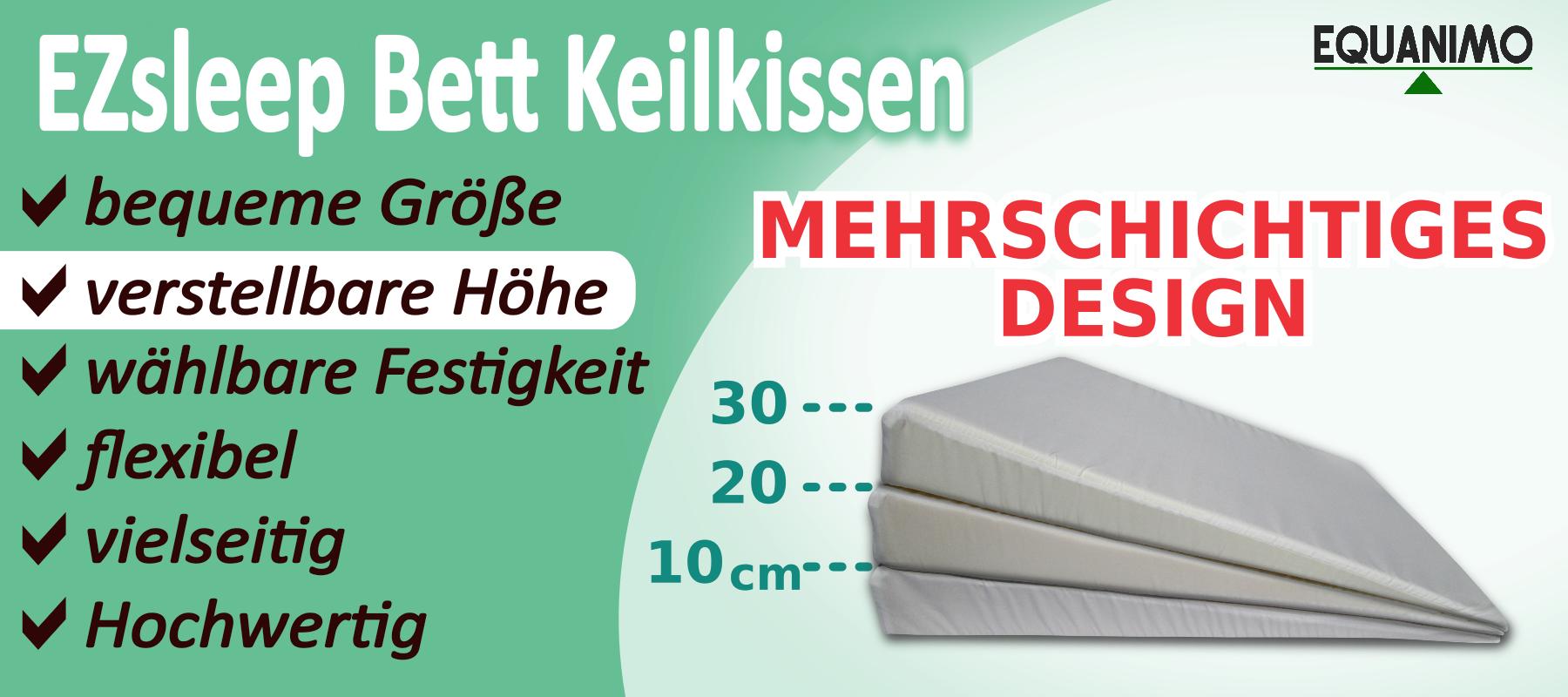 EZsleep Bett Keilkissen mit Mehrschichtigem Design: verstellbare Höhe - 30, 20, oder 10cm