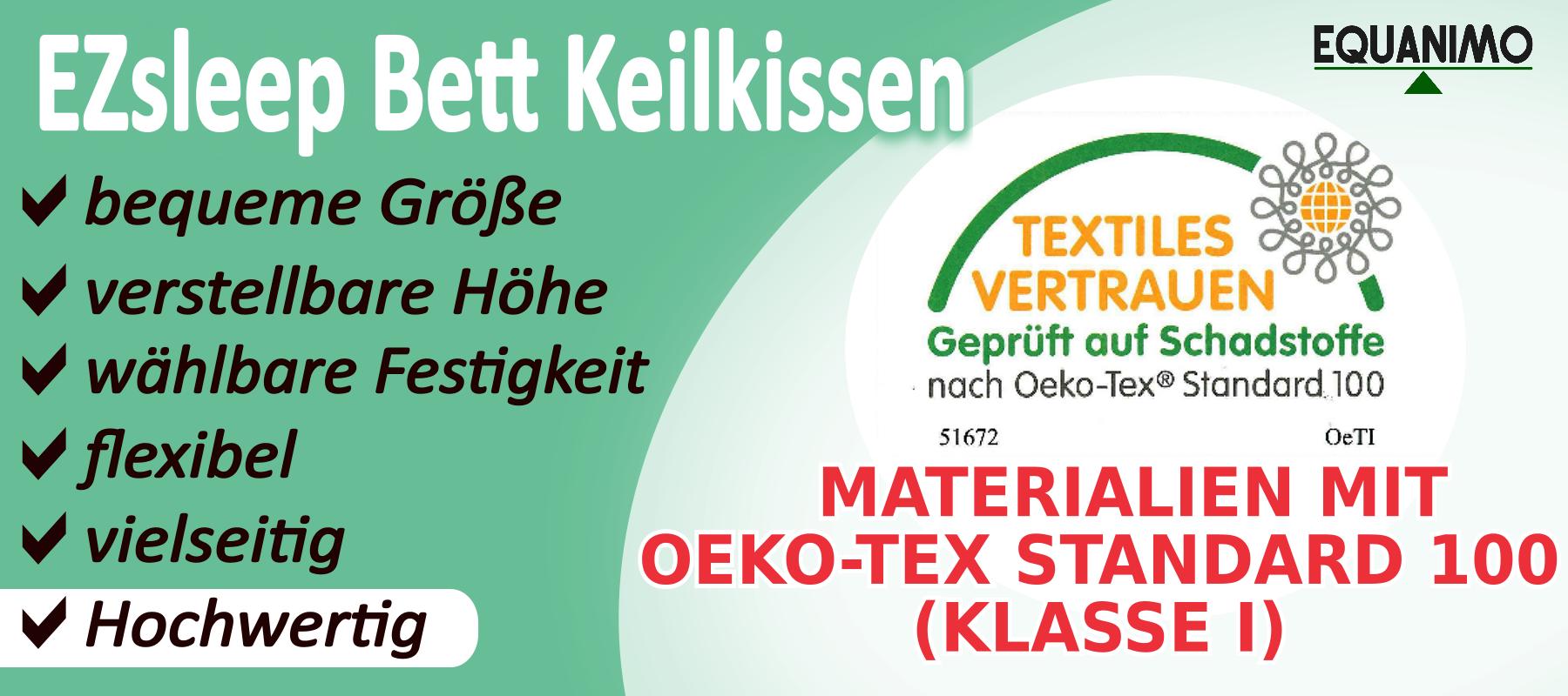 EZsleep Keilkissen aus Hochwertigen Materialien mit Oeko-Tex Standard 100 (Kalsse I)