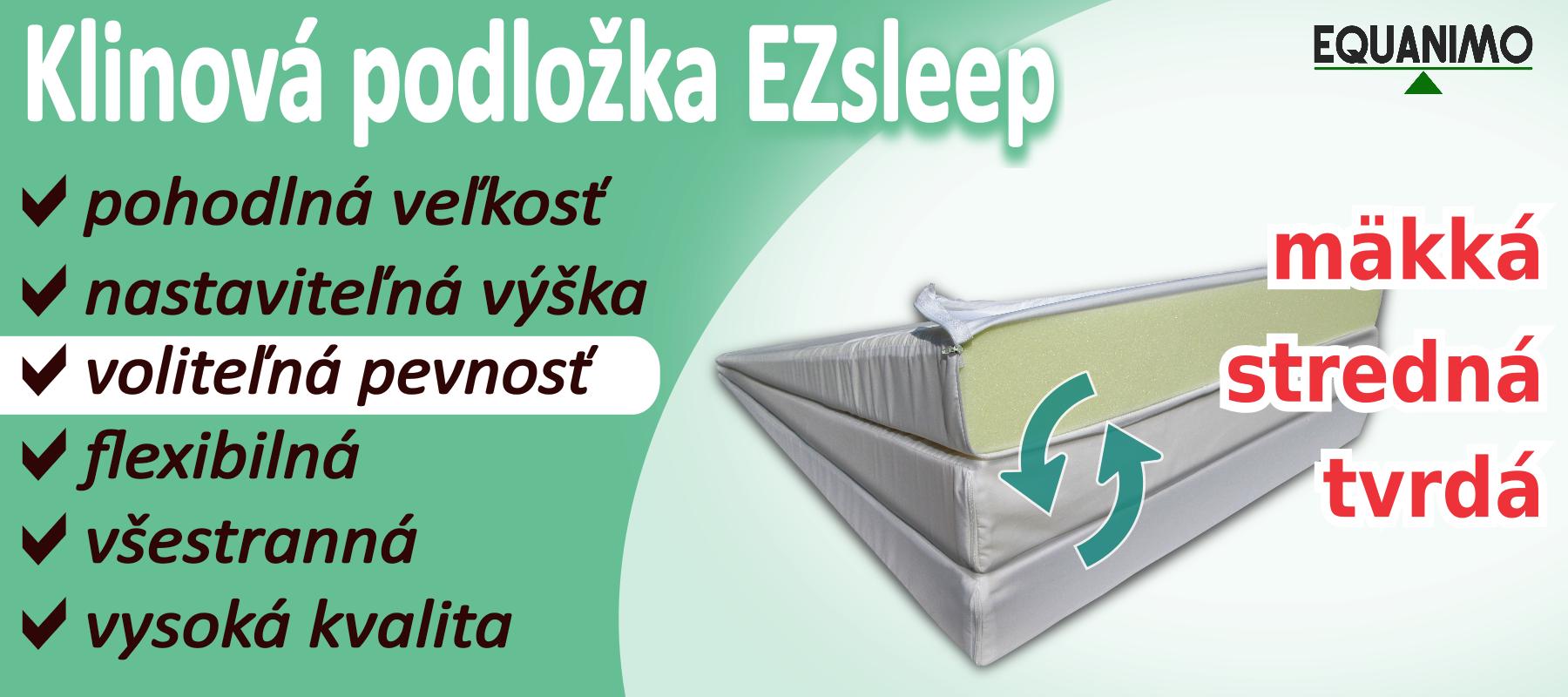 Klin EZsleep: voliteľná pevnosť peny - mäkká, stredná, a tvrdá