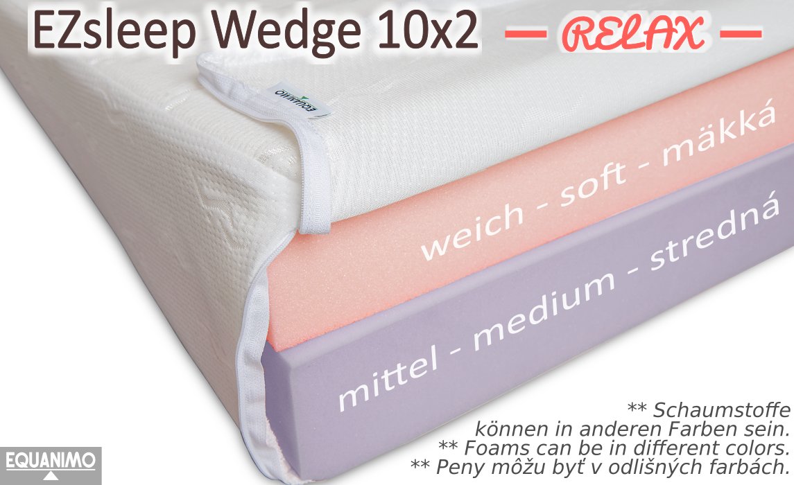 EZsleep Bed Wedge 10x2 - RELAX  (soft and medium foam layers)