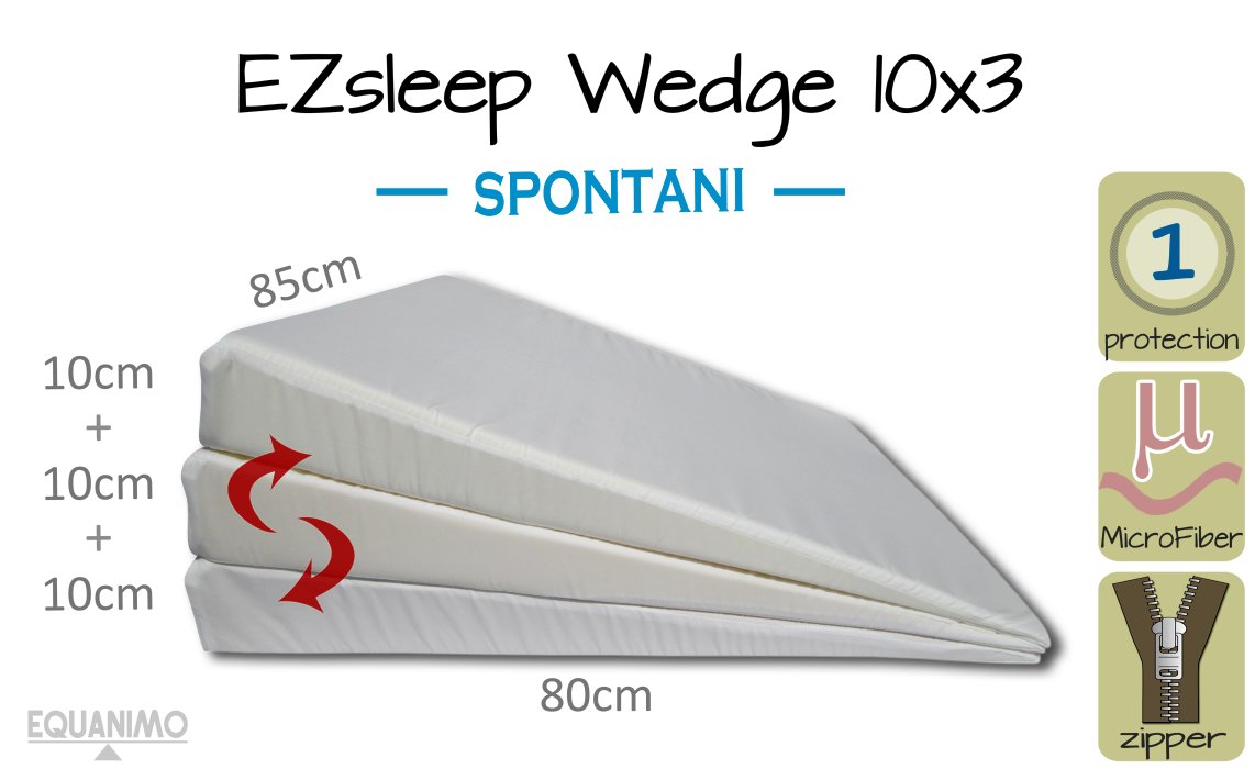 Klin EZsleep 10x3 - SPONTANI: 85x80x30cm. Prispôsobiteľná: nížšia alebo výišia, mäkšia alebo tvrdšia pena 